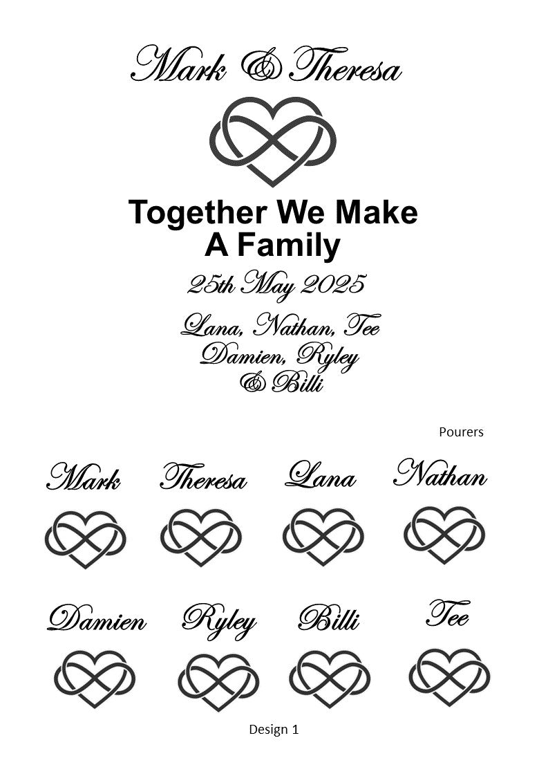Eternity Wedding Sand Unity Ceremony 9 Piece Set Personalized