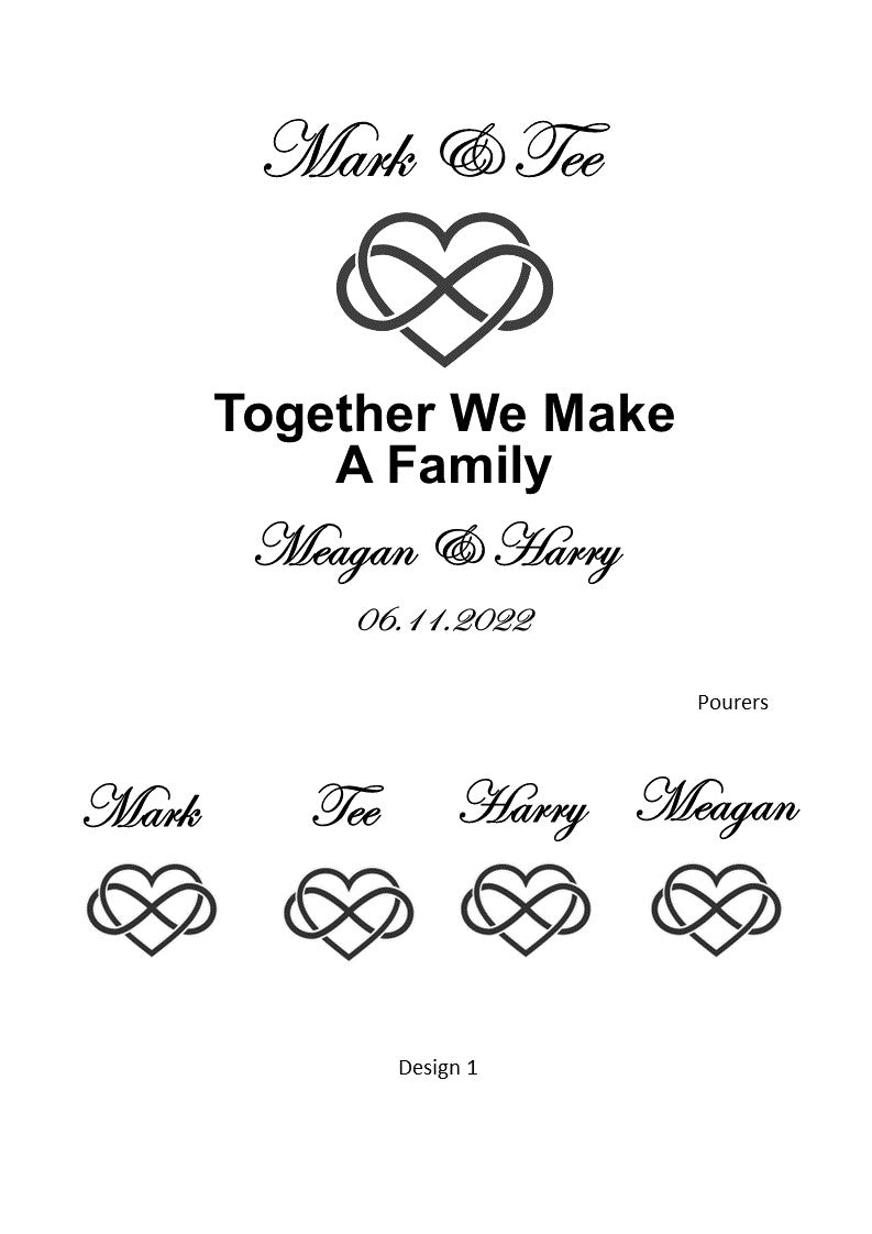 Hearts For Ever Wedding Sand Unity 5 Piece Set Personalized