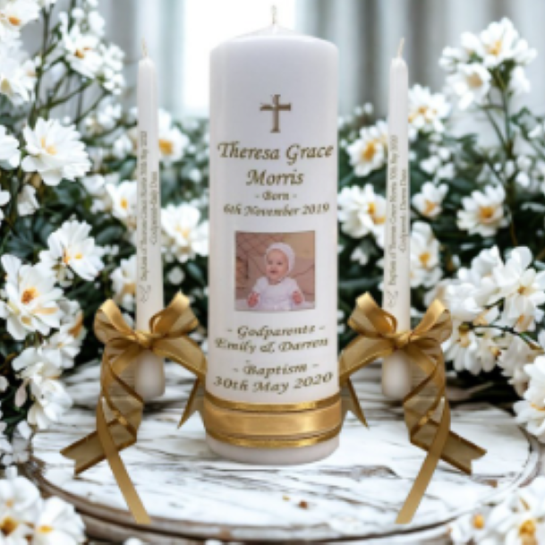 Baptism Personalized Candle Unity Set Double Classic