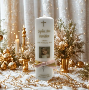 Christening Personalized Candle Ornate