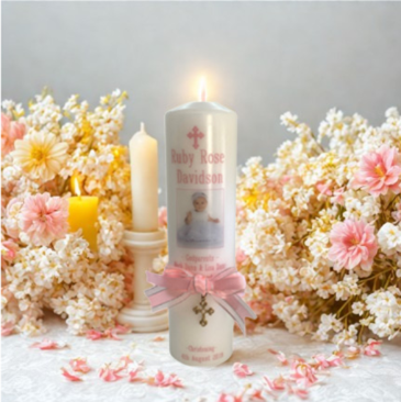 Christening Personalized Candle Ornate