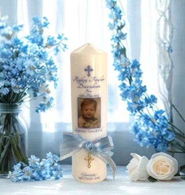 Christening Personalized Candle Ornate