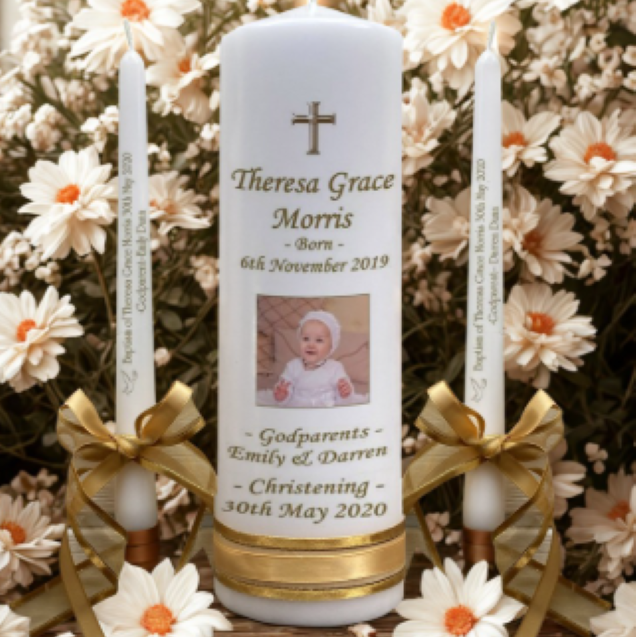 Christening Personalized Candle Unity Set Double Classic