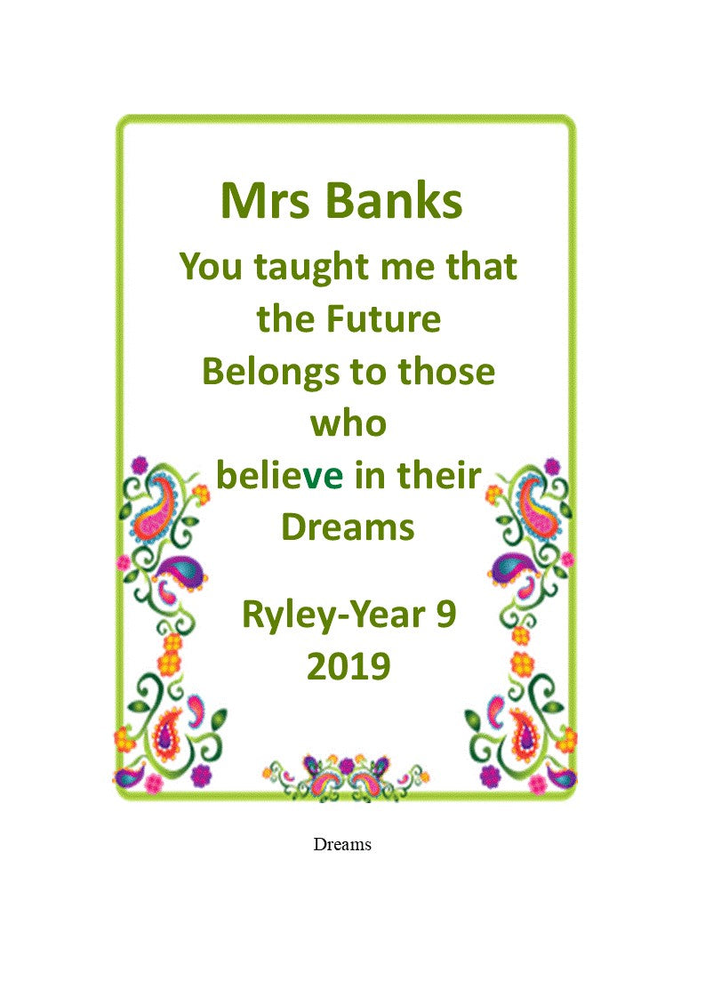 Teacher Personalized Candle Dreams
