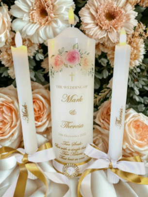 Wedding Personalized Ceremony Unity Candle Intimate Set Elegance