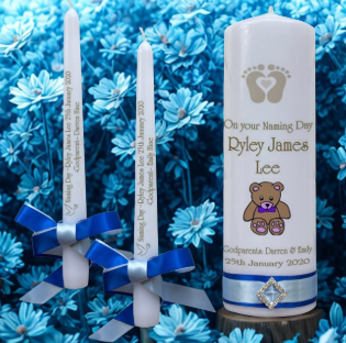 Naming Day Personalized Candle Unity Set Elegance