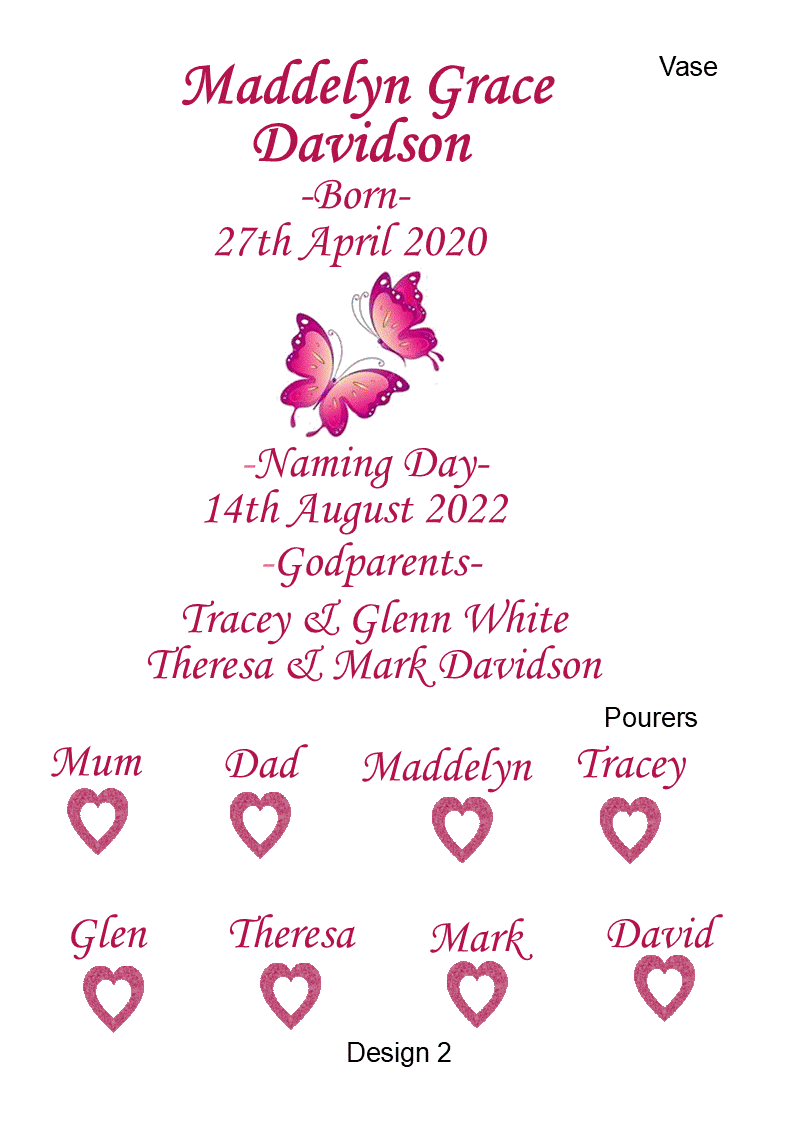 Diamond Naming Day Sand Unity Ceremony 9 Piece Set Personalized