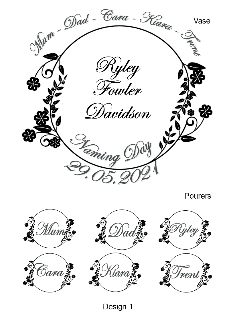 Naming Day Sonata Sand Unity 7 Piece Set Personalized