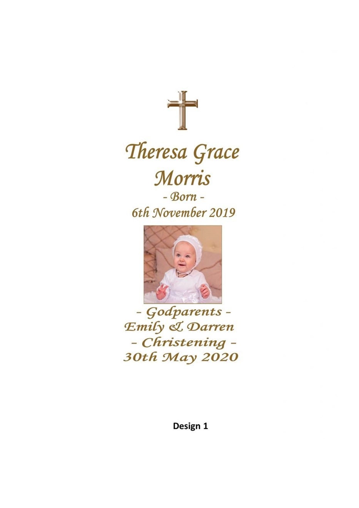 Christening Personalized Unity Candle Double Classic