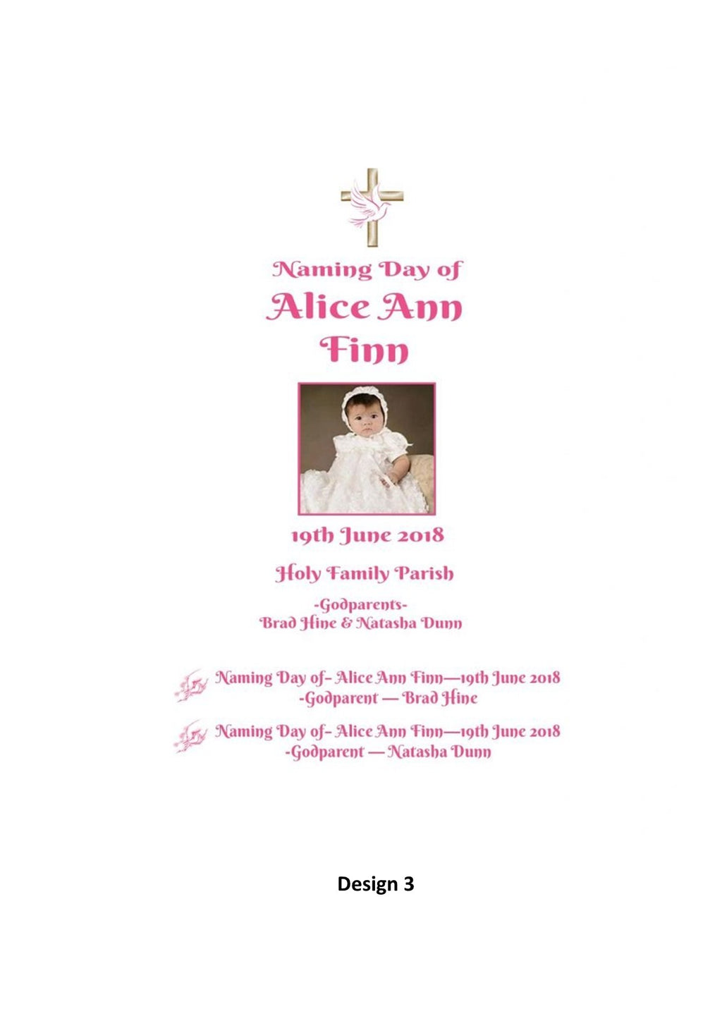 Naming Day Personalized Candle Double Classic