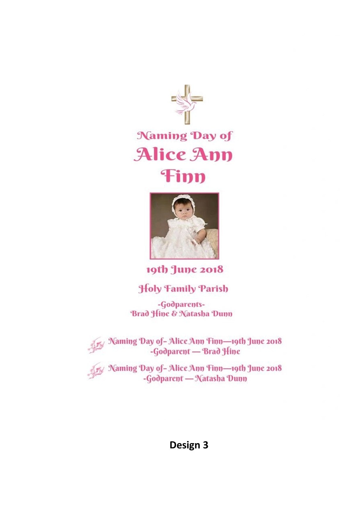 Naming Day Personalized Candle Double Classic