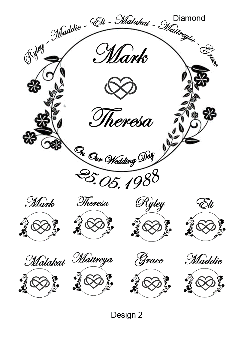 Diamond Wedding Sand Unity Ceremony 9 Piece Set Personalized