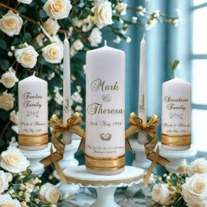Wedding Personalized Ceremony Unity Candle Set of 5 Double Classic