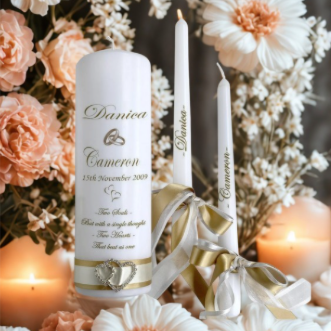 Wedding Personalized Ceremony Unity Candle Intimate Set Elegance