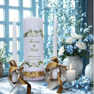 Wedding Personalized Ceremony Unity Candle Intimate Set Romance