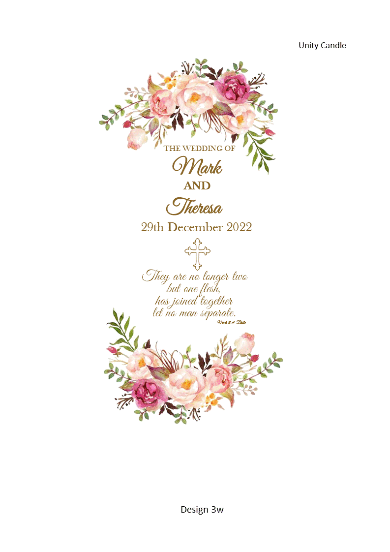 Wedding Personalized Single Ceremony Unity Candle Double Classic