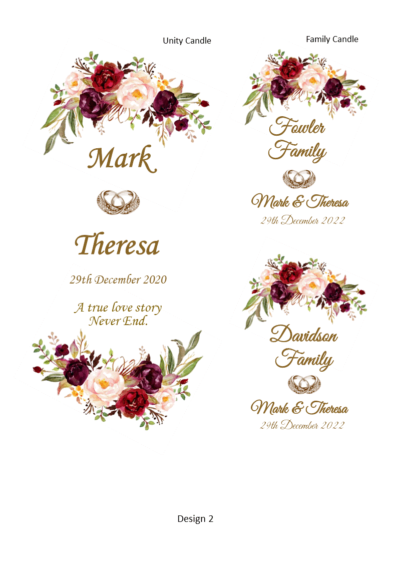 Wedding Personalized Ceremony Unity Candle Set of 3 Double Classic