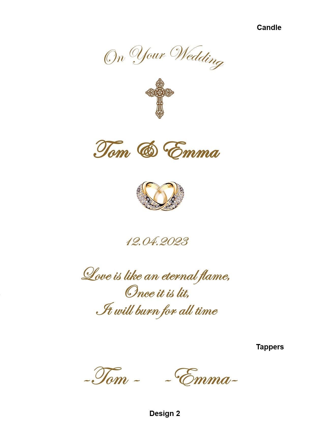 Wedding Personalized Ceremony Unity Candle Set of 3 Classic