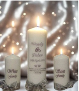 Wedding Personalized Ceremony Unity Candle Set of 3 Double Classic