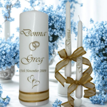 Wedding Personalized Ceremony Unity Candle Intimate Set Classic