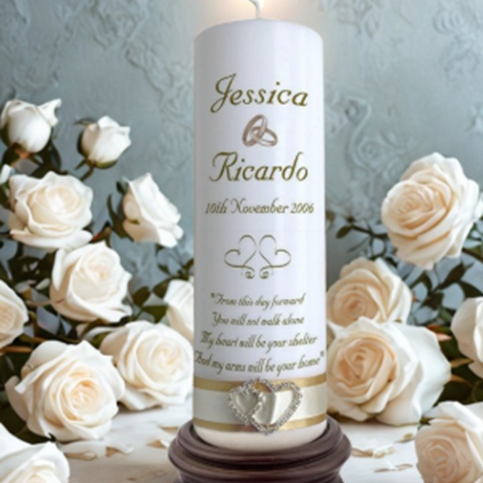 Wedding Personalized Single Ceremony Unity Candle Elegance