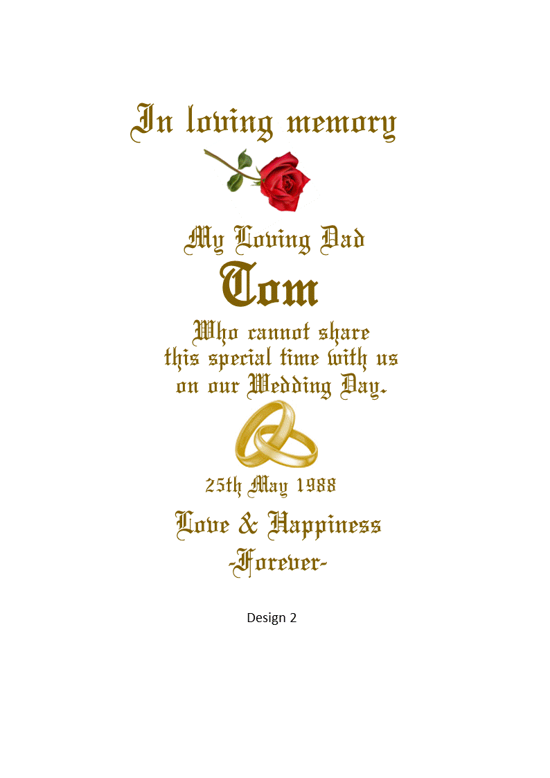 Wedding Memorial Personalilzed Candle Classic