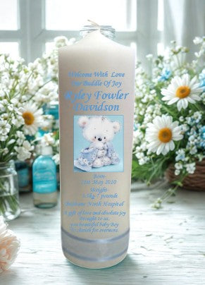 Welcome Baby Single Personalized Candle Double Classic