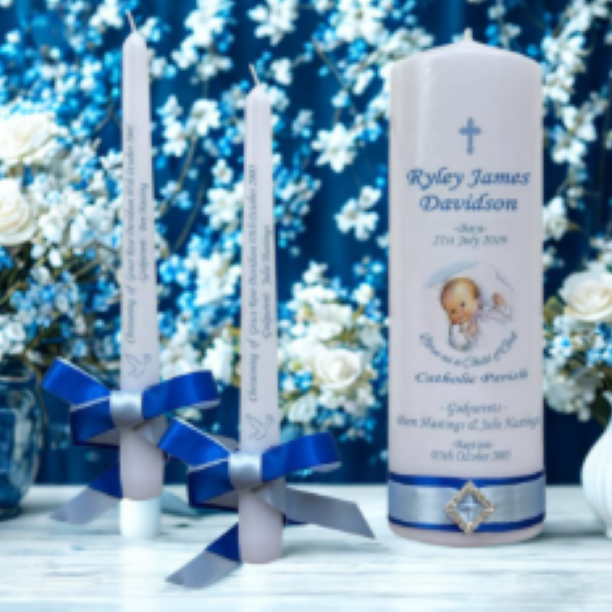 Baptism Personalized Candle Unity Set  Elegance
