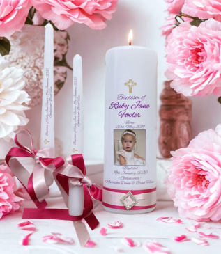 Baptism Personalized Candle Unity Set  Elegance
