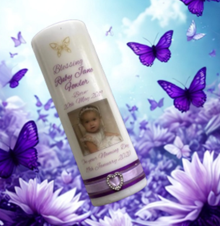Naming Day  Personalized Candle Elegance