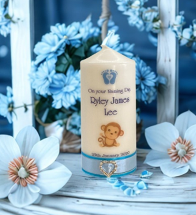 Naming Day  Personalized Candle Elegance