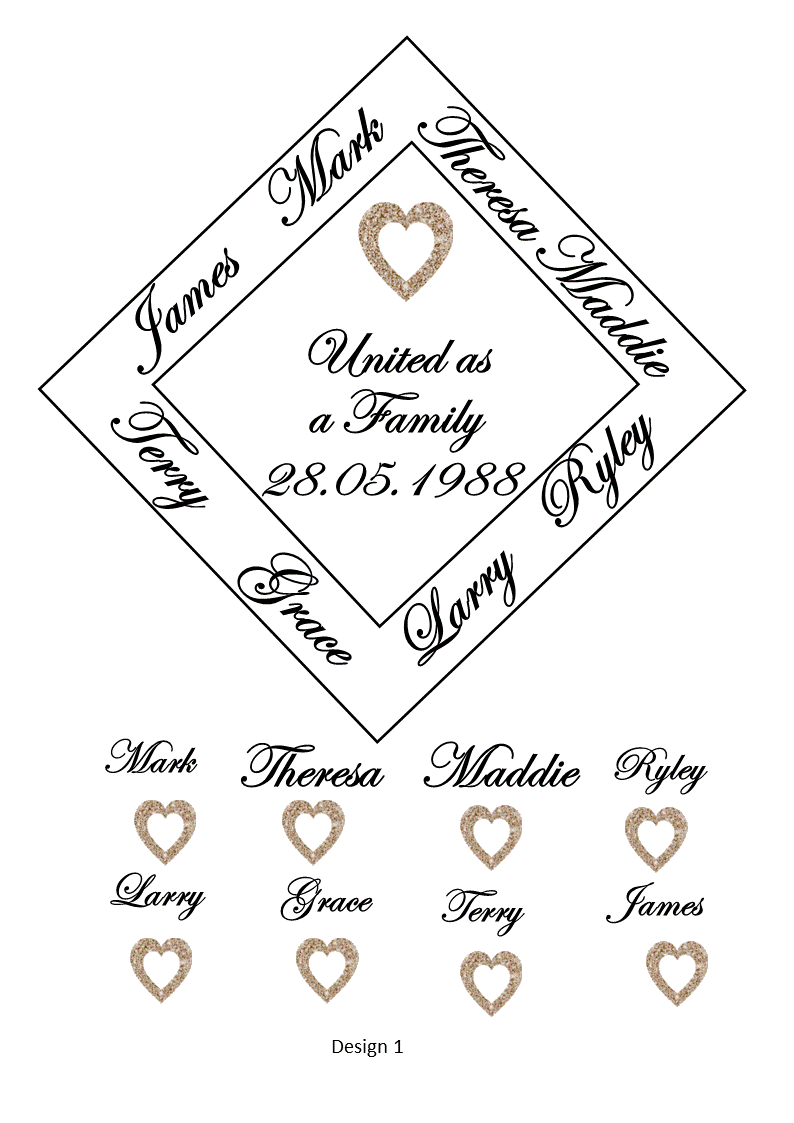 Diamond Wedding Sand Unity Ceremony 9 Piece Set Personalized