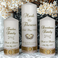 Wedding Personalized Ceremony Unity Candle Set of 3 Romance