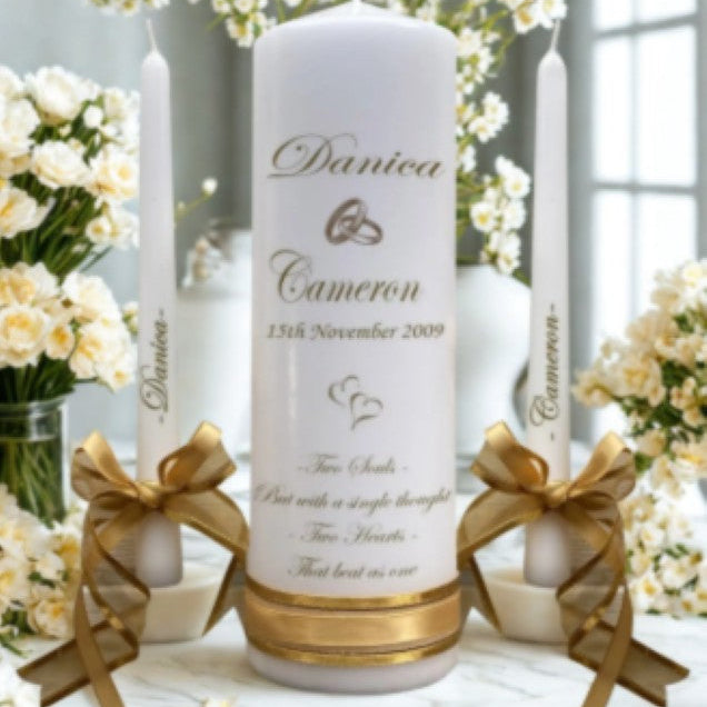 Wedding Personalized Ceremony Unity Candle Intimate Set Double Classic