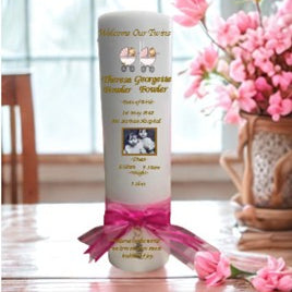 Welcome Baby Multiple Personalized Candle Orante
